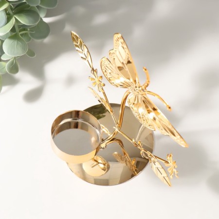 Summary for 1 candle metal d = 4 cm "butterflies in the field" gold 7.7x14x16 cm-5