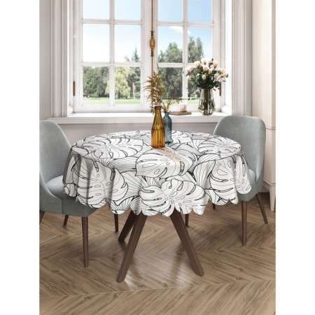 The tablecloth "Black and white tropics", round, Saten, d = 150 cm-2