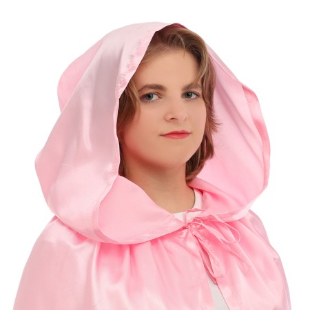 Carnival cloak adult, atlas, pink color, length 120cm-1