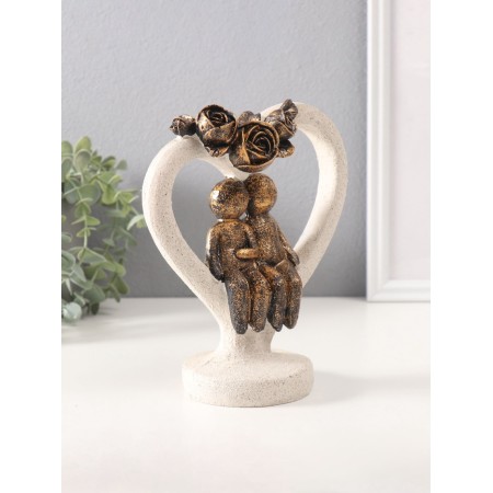 Polystone souvenir "Lovers in a stone heart with roses" under bronze 8.8x15.7x20cm 10686-1