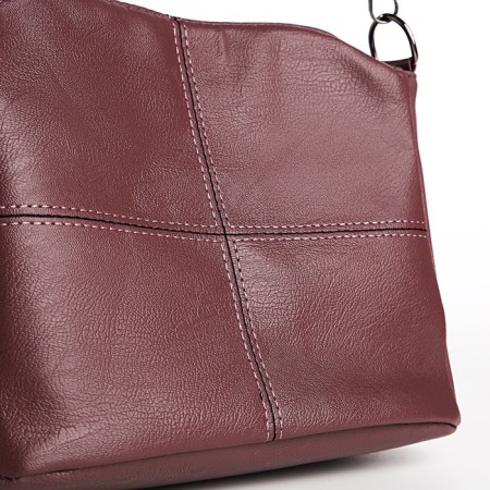 Cross-Bodi bag with zipper, dark pink color-3