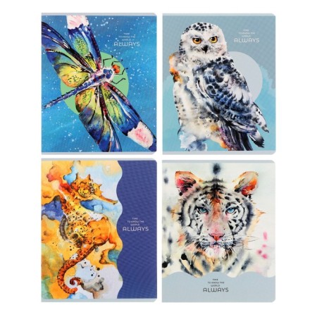 Notebook A5, 96 sheets in a cage on a bg clip "World around", covered cardboard, matte lamination, offset unit, mix