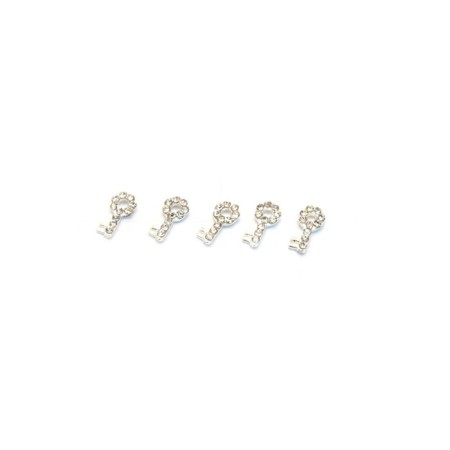 Metal fittings Pole "Silver key with rhinestones", 2 pcs