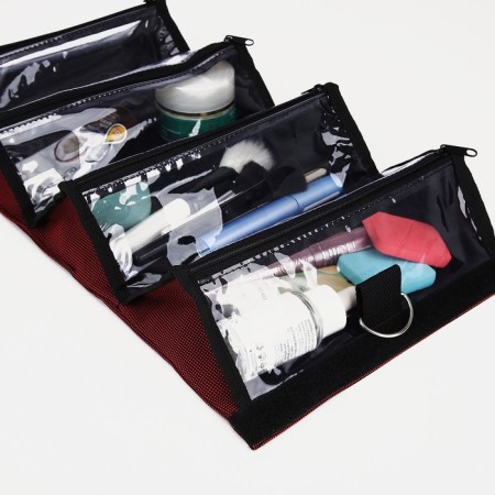 Cosmetic bag, 4 parts on lightning, red color-4
