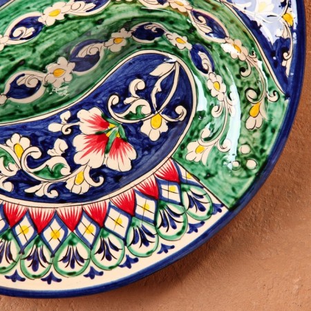 Menzhitsa Rishtan ceramics "Flowers", 32 cm, 2 section, blue-2