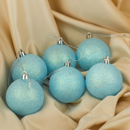 Set of balls plastic D-6 cm, 6 pcs "shine" blue