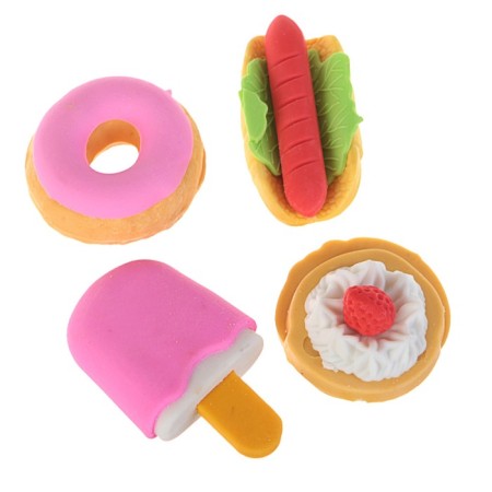 A set of curly erasers "Desserts", 4 pieces, in a package in zip-cholonia, mix (barcode on a piece)-2