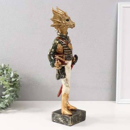 Souvenir Polystone "Golden Dragon General" 9x14x42.5 cm-2