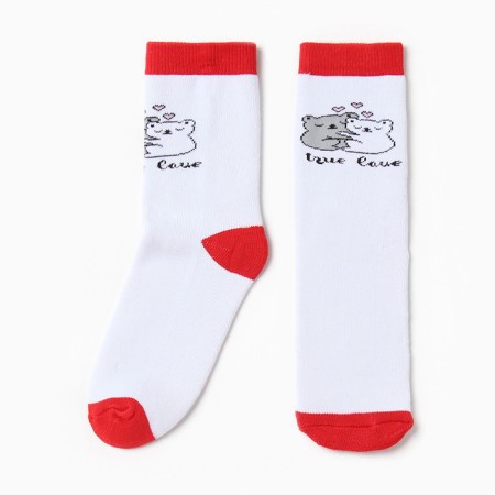 Women's socks "True Love" with terry inside A. NZHM8843-1, white color, rr 36-40