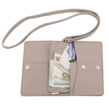 Bag for documents, genuine leather, beige 14x10x2 cm-1