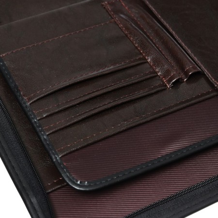 Business folder, artificial leather, 370 x 270 x 30 mm, with a metallic press, pen-tole, to suite 6D071, brown-3