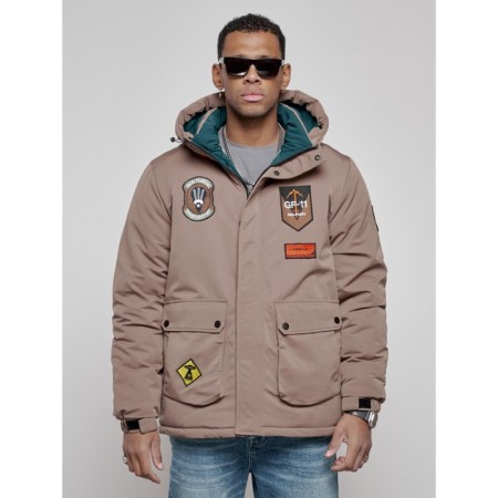 Male winter jacket, size 52, brown color-5