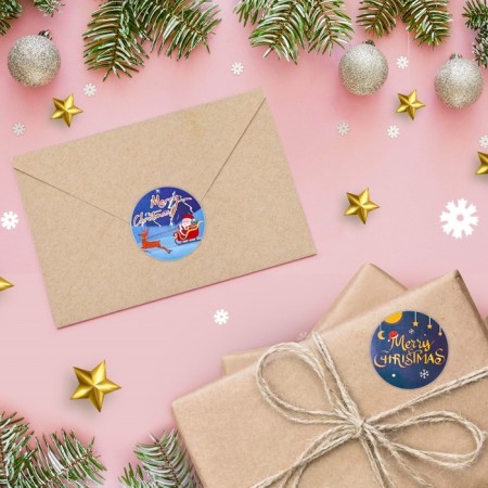 Stickers in the roll "New Year's house", 500 pcs, 3.8 x 3.8 cm-1