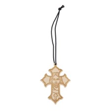 Car suspension, cross with engraving, 8 x 6 cm