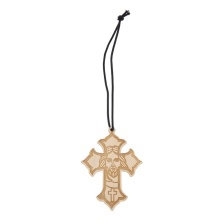 Car suspension, cross with engraving, 8 x 6 cm