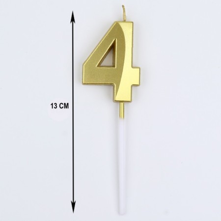 Candle in the cake on the skewer "Fine", the number "4", gold, 5 cm-5