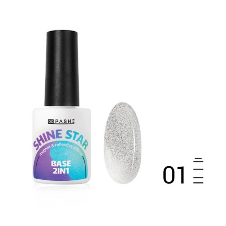 Reflective color base Pashe Shine Star 2 in 1, No. 01 Mercury, 9 ml