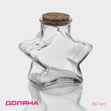 Баночка стеклянная для специй с пробковой крышкой Доляна «Парфе. Звезда», 350 мл, 11×6,5×11,5 см