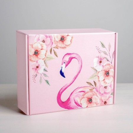Gift folding box, packaging, Flamingo, 27 x 21 x 9 cm-2