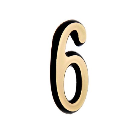 The door number "6" tundra, plastic, color gold 1 pc.-1