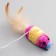 Teaser with a terry mouse (7 cm) on a wooden stick, 40 cm, mix of flowers