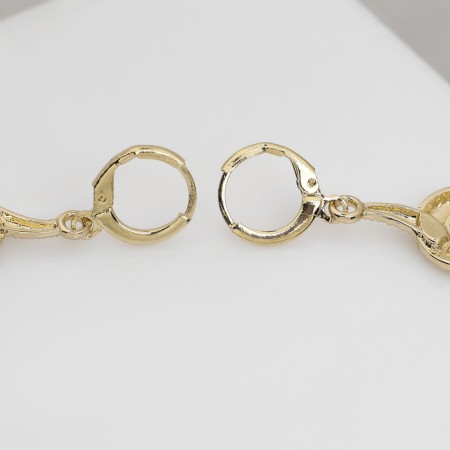 Earrings Metal "Snake" eight, white color in gold-2