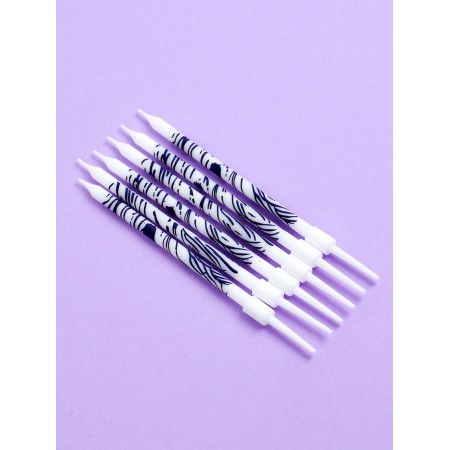 Candles for the cake "wavy lines", 6 pcs, white with purple-3