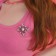 Brooch "Empress" rhombus, white-pink color in silver