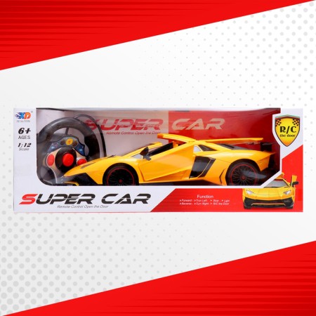 Radio -controlled Lambo machine, 1:12, doors open, works from the battery, yellow color-10