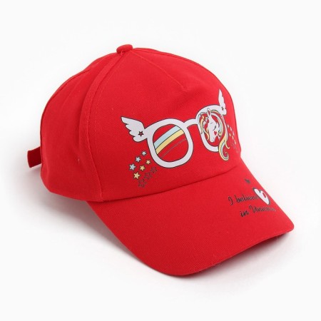 Baseball cap for girls, red color, size 52-54