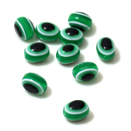 Busin "Eye" oval, 0.8 × 0.6 × 0.6 cm, (set 10 pcs.), Green color-1