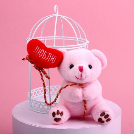 Soft toy "Bear in a cage", bear, color mix-1