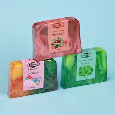 A set of soap in a adhesion 3 pcs "Babb Gam, Mentol-Groce Perechny, Cherry" 80g