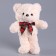 Soft toy "Bear" with a checkered bow, 30 cm, white color