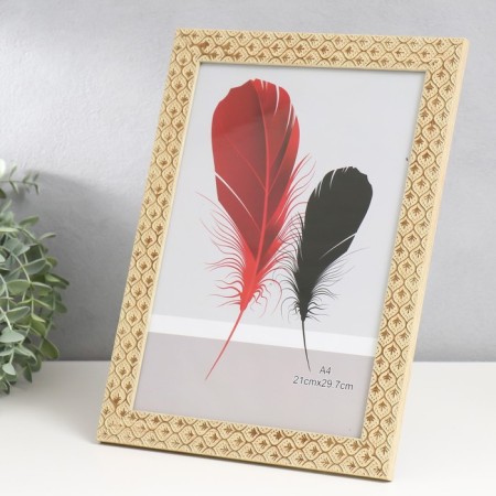 Photo frame Plastic A4 "Golden leaves on beige" 33.3x24.7 cm-1