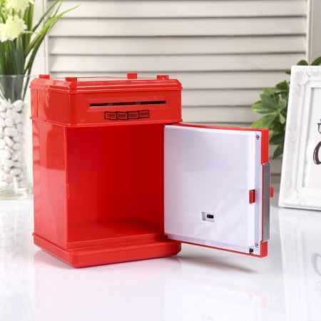 Piggy bank Plastic for coins and bills "safe" code castle, sound 3AA MIX 19.5x12.3x13 cm-5