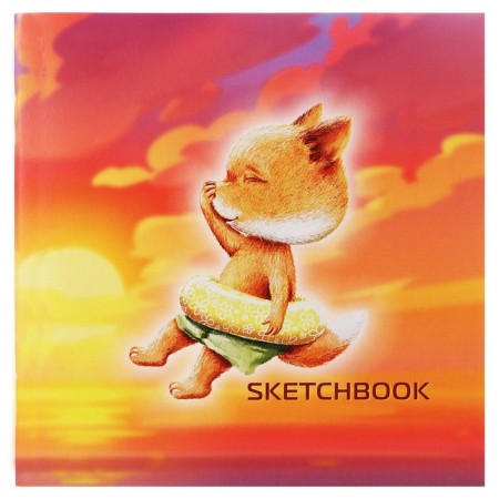 Sketchbook 165 x 165 mm, 40 sheets "foxes", cover covering cardboard, block 100 g/m²