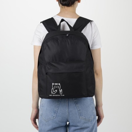 Backpack school youth Antisocial Club, 33x13x37 cm, lightning department, external pocket, black color-9