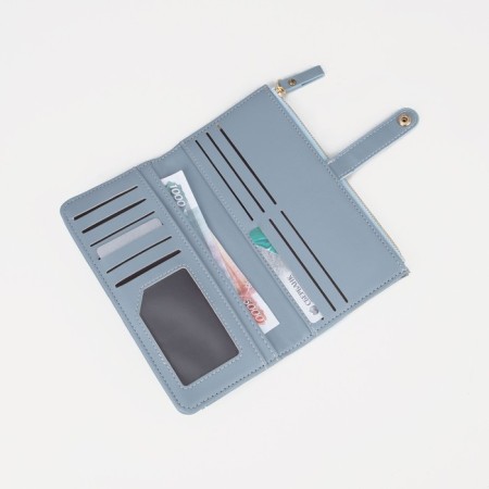 Women's wallet on the button, blue color-4