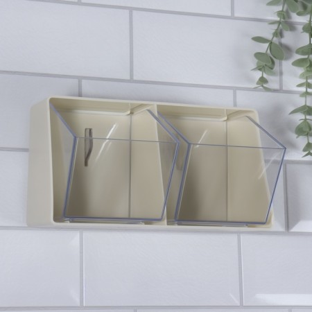 Organizer for storage, 2 sections, 22.5 × 13.5 × 12 cm, milk/transparent color-6