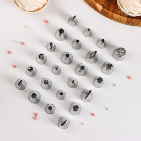 Set of pastry nozzles, d = 2 cm, 24 pcs, in the case, mix nozzles-1