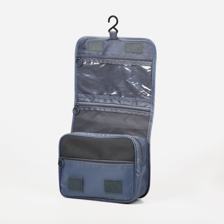 Velcro cosmetic bag, with hook, gray color-2