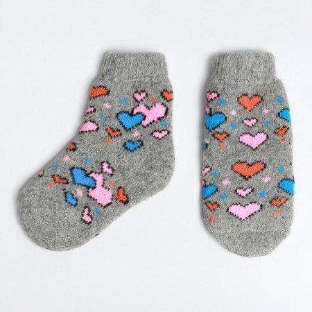 Children's woolen socks "hearts" A.3a45, gray color, river 18