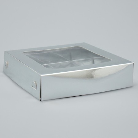 Box for sweets, confectionery packaging, 9 cells, “silver”, 14.7 x 14.7 x 3.5 cm-4
