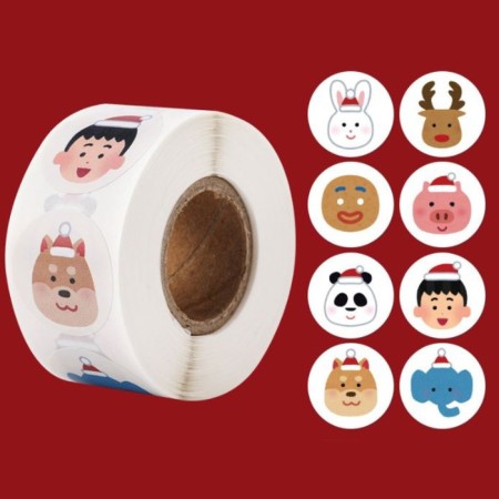 Stick Paper "Christmas face" d = 2.5 cm 500 pcs in a roll 3x6.5x6.5 cm