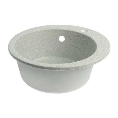 Sink for a kitchen made of stone Zein 30/Q10, D = 475 mm, round, overflow, color light gray-1