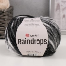Rindrops yarn 18% wool, 35% polyamide, 47% acrylic 115m/50g (2913 black and white)