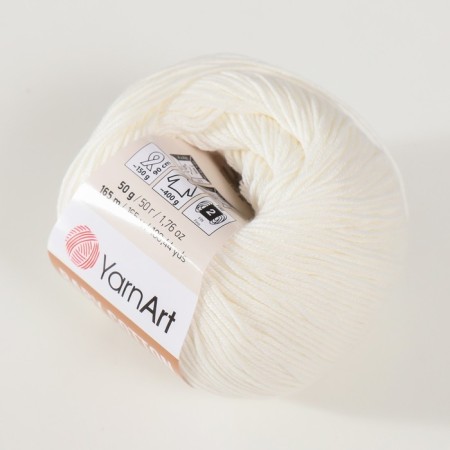 Yarn "Baby Cotton" 50% acrylic 50% cotton 165m/50g (401 white)-1
