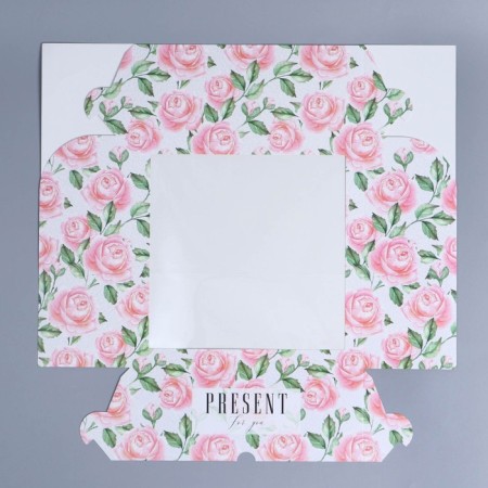 Capcake box, confectionery packaging with a window, 9 rose cells, 25 x 25 x 10 cm-3