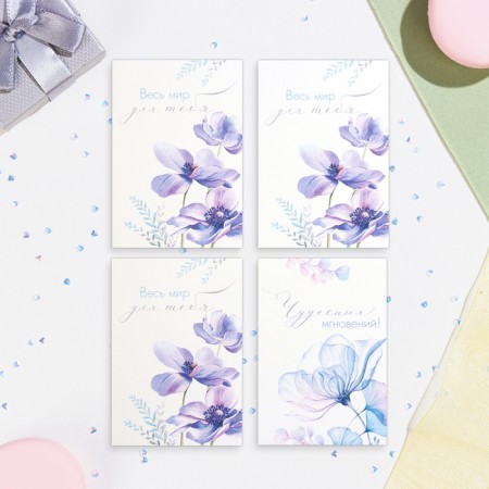 Set of mini -postcard "Flowers - 1" Pink background, 33 pieces, 7.5x10.5 cm-6